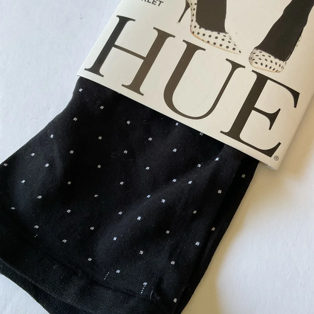 HUE ULTIMATE OPAQUE WOMENS ANKLET ANKLE SOCKS NAVY WITH WHITE POLKA DOT OS NWT